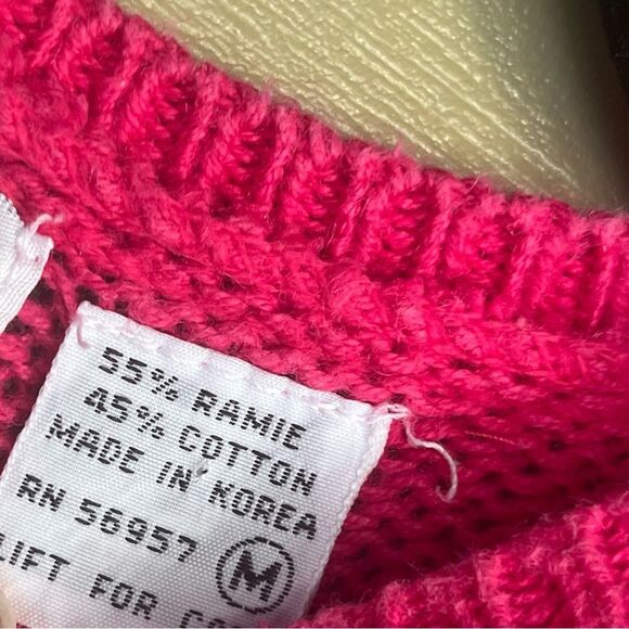 Vintage Greenwich Square Knit Pink Rose Balloon Cap Sleeves - Picture 8 of 8